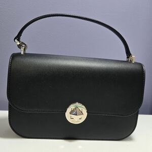 Kate Spade Audrey Flap Crossbody Smooth Leather Black with Gold Accents